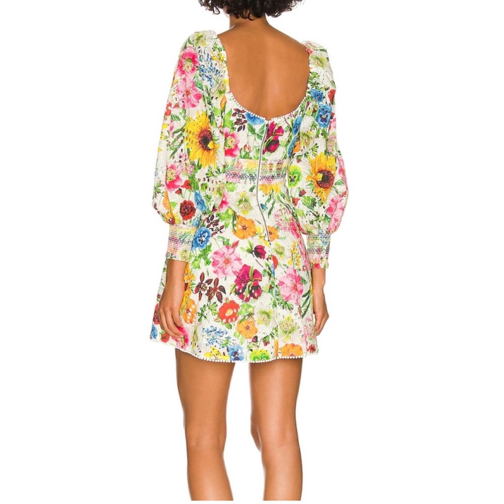 Alice and olivia Crawford Mini Dress in Sunday Stroll Multi Floral Eyelet 4 - Picture 2 of 13